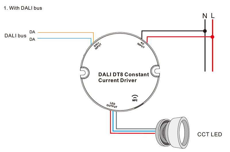 SRPY-2309N-10CCT100-500 CC 10W NFC DALI 2 CCT LED Light Driver Wiring Diagram