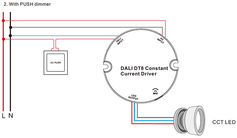  SRPY-2309N-10CCT100-500 CC 10W NFC DALI 2 CCT LED Light Driver Wiring Diagram