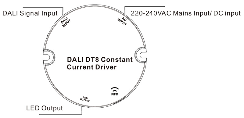 SRPY-2309N-25CCT300-850 CC DALI NFC CCT LED Lighting Driver 25W Function introduction