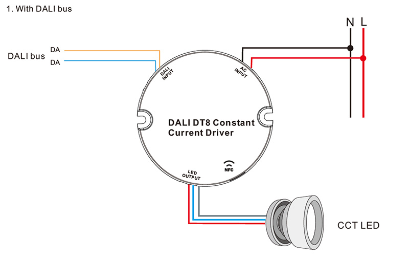 SRPY-2309N-25CCT300-850 CC DALI NFC CCT LED Lighting Driver 25W Wiring Diagram