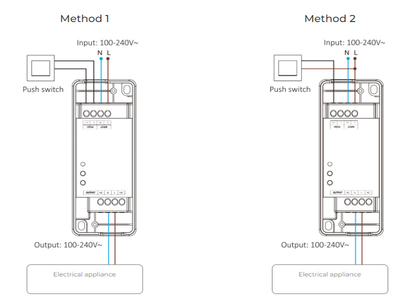 SWL AC To AC RF Bluetooth Push Button Tuya WiFi Smart Switch Diagram