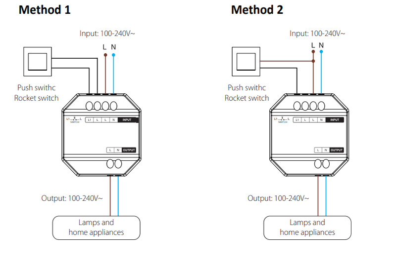 SWR 10A RF Wireless Ac to Ac Smart Push Button Switch Diagram