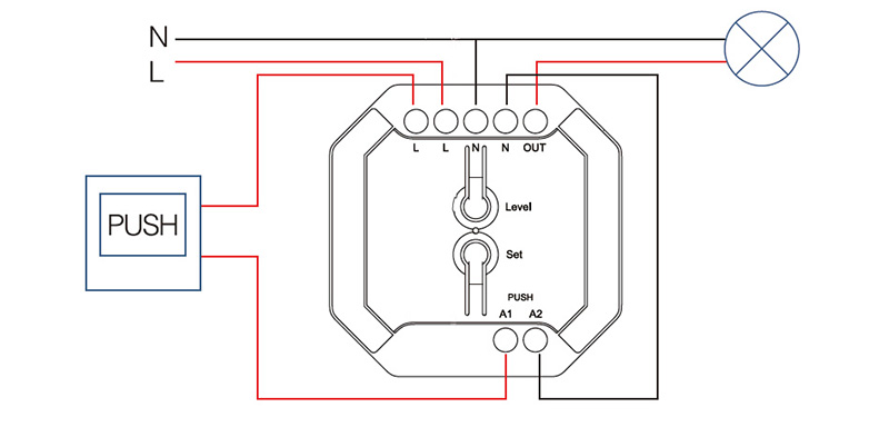 TR01RF RF Push Tuya AC Triac LED Dimmer Controller Diagram