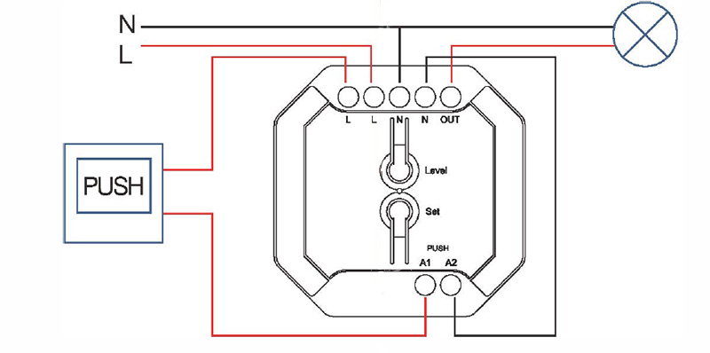 TR01W AC Push Triac Tuya WiFi RF Wireless LED Dimmer Diagram