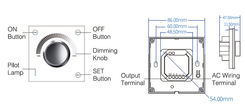 TW01Z RF Knob LED Smart Zigbee Rotary Dimmer AC Triac Structure