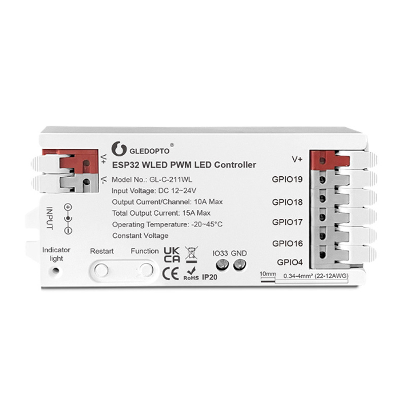 Wireless 5 in 1 Strip WLED ESP32 WiFi LED PWM Controller