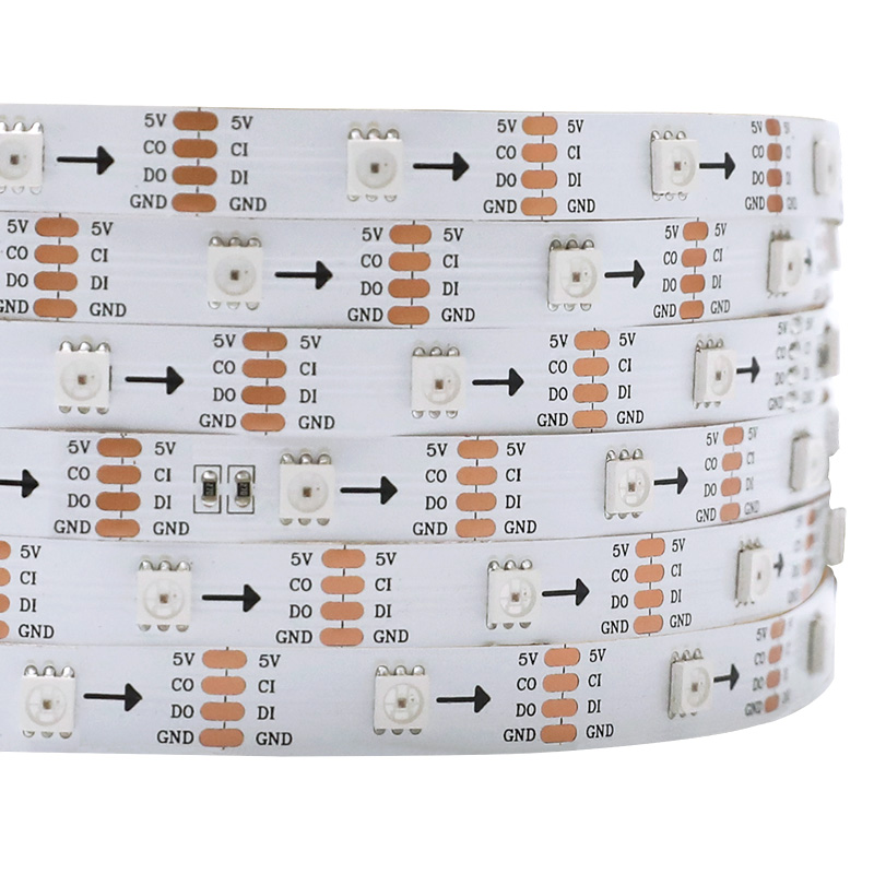 Fastest IC APA107/HD107S Individually Addressable RGB LED Strip Light - DC5V 30LEDs/m 5050SMD Flexible Lights - 16.4Ft/Roll Fastest IC APA107/HD107S Individually Addressable RGB LED Strip Light - DC5V 30LEDs/m 5050SMD Flexible Lights - 16.4Ft/Roll