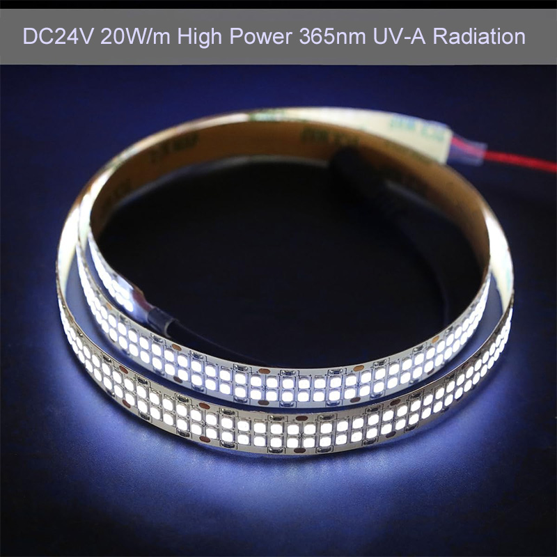 Bright UV Light 365 nm High Power LED Two Rows 2835 Ultraviolet Diode Tape Bright UV Light 365 nm High Power LED Two Rows 2835 Ultraviolet Diode Tape