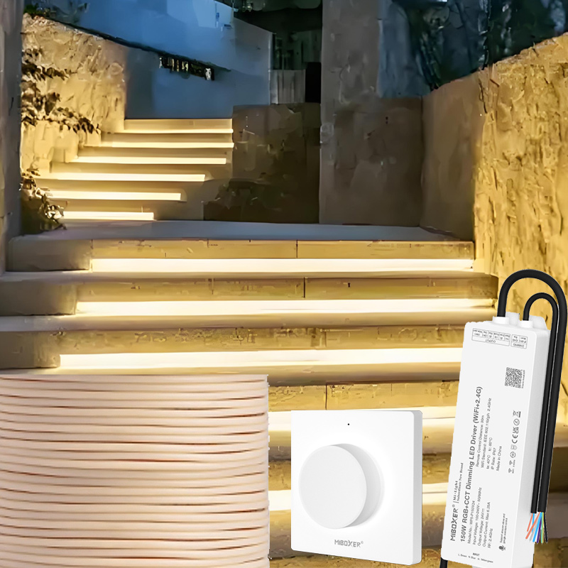 Intelligent Outdoor Stair Step Lights Neon Like LED Deck Strip Lighting Kit